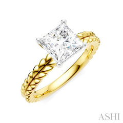 1/20 Ctw Princess Shape Round Cut Diamond Semi-Mount Engagement Ring in 14K Yellow and White Gold
