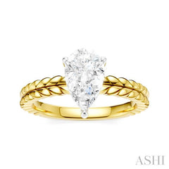 1/20 Ctw Pear Shape Round Cut Diamond Semi-Mount Engagement Ring in 14K Yellow and White Gold