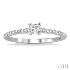 1/3 Ctw Diamond Engagement Ring with 1/5 Ct Princess Cut Center Stone in 14K White Gold
