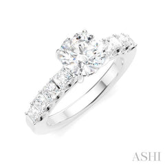 7/8 Ctw Round Shape Princess and Round Cut Diamond Semi-Mount Engagement Ring in 14K White Gold