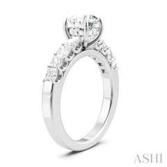 7/8 Ctw Round Shape Princess and Round Cut Diamond Semi-Mount Engagement Ring in 14K White Gold