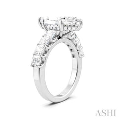 1 1/3 Ctw Marquise Shape Princess and Round Cut Diamond Semi-Mount Engagement Ring in 14K White Gold