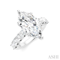 1 1/3 Ctw Marquise Shape Princess and Round Cut Diamond Semi-Mount Engagement Ring in 14K White Gold