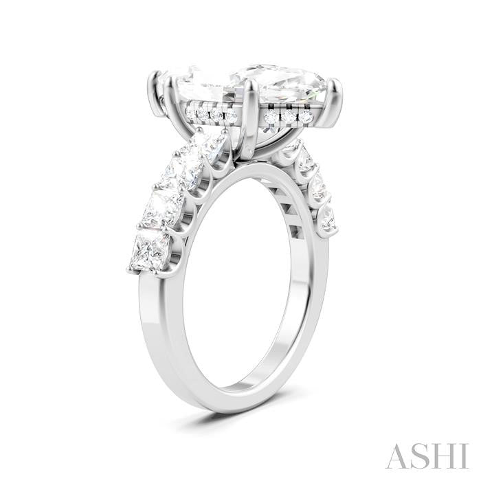 1 1/3 Ctw Marquise Shape Princess and Round Cut Diamond Semi-Mount Engagement Ring in 14K White Gold