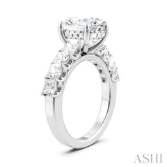 1 1/3 Ctw Oval Shape Princess and Round Cut Diamond Semi-Mount Engagement Ring in 14K White Gold