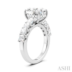 1 1/3 Ctw Oval Shape Princess and Round Cut Diamond Semi-Mount Engagement Ring in 14K White Gold