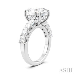 1 1/3 Ctw Oval Shape Princess and Round Cut Diamond Semi-Mount Engagement Ring in 14K White Gold