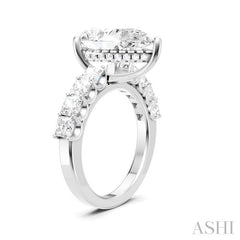 1 1/3 Ctw Pear Shape Princess and Round Cut Diamond Semi-Mount Engagement Ring in 14K White Gold