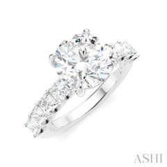 1 1/4 Ctw Round Shape Princess and Round Cut Diamond Semi-Mount Engagement Ring in 14K White Gold