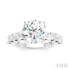 1 1/4 Ctw Round Shape Princess and Round Cut Diamond Semi-Mount Engagement Ring in 14K White Gold