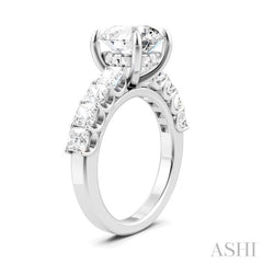 1 1/4 Ctw Round Shape Princess and Round Cut Diamond Semi-Mount Engagement Ring in 14K White Gold