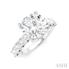 1 1/3 Ctw Round Shape Princess and Round Cut Diamond Semi-Mount Engagement Ring in 14K White Gold