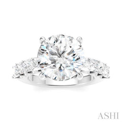 1 1/3 Ctw Round Shape Princess and Round Cut Diamond Semi-Mount Engagement Ring in 14K White Gold