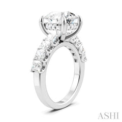 1 1/3 Ctw Round Shape Princess and Round Cut Diamond Semi-Mount Engagement Ring in 14K White Gold