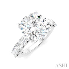 1 1/3 Ctw Round Shape Princess and Round Cut Diamond Semi-Mount Engagement Ring in 14K White Gold