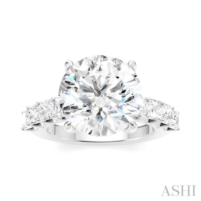 1 1/3 Ctw Round Shape Princess and Round Cut Diamond Semi-Mount Engagement Ring in 14K White Gold