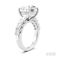 1 1/3 Ctw Round Shape Princess and Round Cut Diamond Semi-Mount Engagement Ring in 14K White Gold