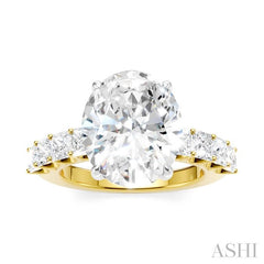 1 1/3 Ctw Oval Shape Princess and Round Cut Diamond Semi-Mount Engagement Ring in 14K Yellow and White Gold