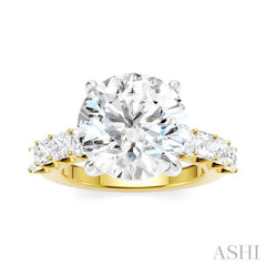 1 1/3 Ctw Round Shape Princess and Round Cut Diamond Semi-Mount Engagement Ring in 14K Yellow and White Gold