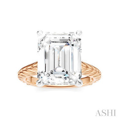 1/8 Ctw Emerald Shape Round Cut Diamond Akari Wheat Shank Semi-Mount Engagement Ring in 14K Rose and White Gold