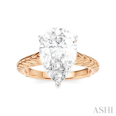 1/10 Ctw Pear Shape Round Cut Diamond Akari Wheat Shank Semi-Mount Engagement Ring in 14K Rose and White Gold