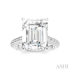 1/8 Ctw Emerald Shape Round Cut Diamond Akari Wheat Shank Semi-Mount Engagement Ring in 14K White Gold