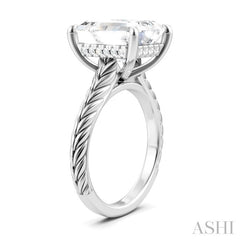 1/8 Ctw Emerald Shape Round Cut Diamond Akari Wheat Shank Semi-Mount Engagement Ring in 14K White Gold