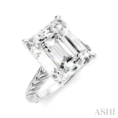 1/8 Ctw Emerald Shape Round Cut Diamond Akari Wheat Shank Semi-Mount Engagement Ring in 14K White Gold