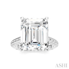 1/8 Ctw Emerald Shape Round Cut Diamond Akari Wheat Shank Semi-Mount Engagement Ring in 14K White Gold