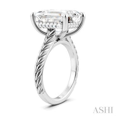 1/8 Ctw Emerald Shape Round Cut Diamond Akari Wheat Shank Semi-Mount Engagement Ring in 14K White Gold