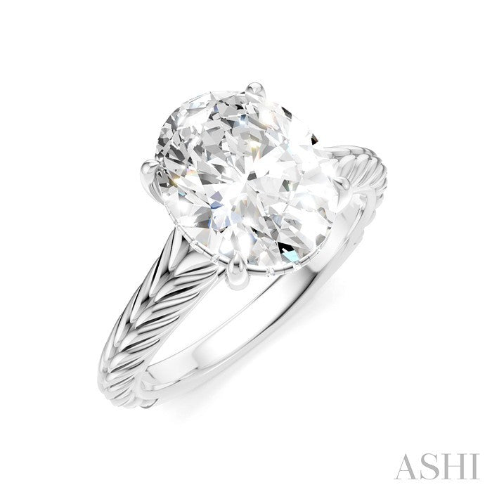 1/10 Ctw Oval Shape Round Cut Diamond Semi-Mount Engagement Ring in 14K White Gold