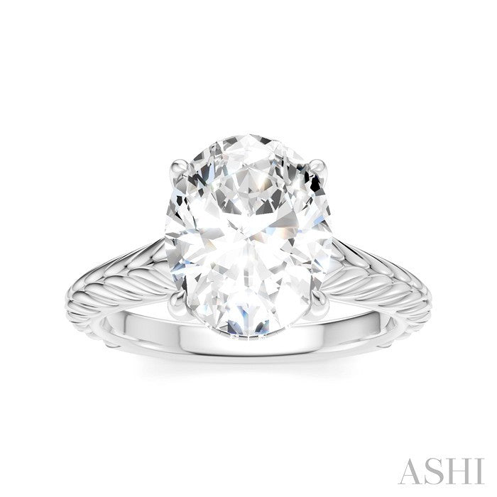 1/10 Ctw Oval Shape Round Cut Diamond Semi-Mount Engagement Ring in 14K White Gold