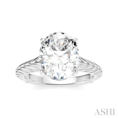 1/10 Ctw Oval Shape Round Cut Diamond Semi-Mount Engagement Ring in 14K White Gold