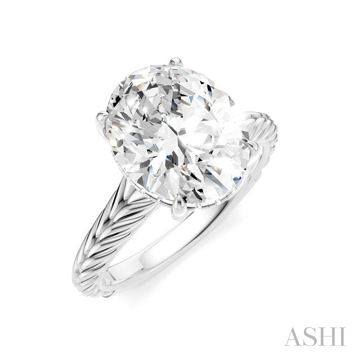 1/10 Ctw Oval Shape Round Cut Diamond Semi-Mount Engagement Ring in 14K White Gold