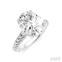 1/10 Ctw Oval Shape Round Cut Diamond Semi-Mount Engagement Ring in 14K White Gold
