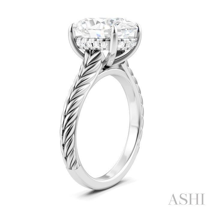 1/10 Ctw Oval Shape Round Cut Diamond Semi-Mount Engagement Ring in 14K White Gold