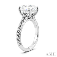 1/10 Ctw Oval Shape Round Cut Diamond Semi-Mount Engagement Ring in 14K White Gold