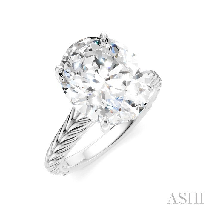 1/10 Ctw Oval Shape Round Cut Diamond Semi-Mount Engagement Ring in 14K White Gold