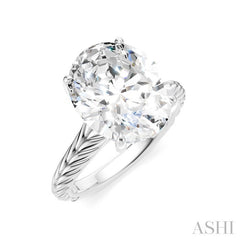 1/10 Ctw Oval Shape Round Cut Diamond Semi-Mount Engagement Ring in 14K White Gold