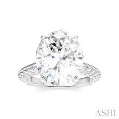 1/10 Ctw Oval Shape Round Cut Diamond Semi-Mount Engagement Ring in 14K White Gold