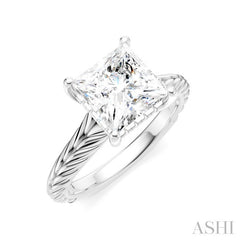 1/10 Ctw Princess Shape Round Cut Diamond Akari Wheat Shank Semi-Mount Engagement Ring in 14K White Gold