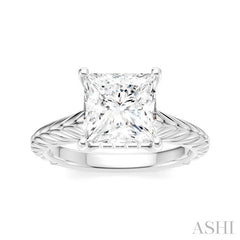 1/10 Ctw Princess Shape Round Cut Diamond Akari Wheat Shank Semi-Mount Engagement Ring in 14K White Gold