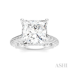 1/8 Ctw Princess Shape Round Cut Diamond Akari Wheat Shank Semi-Mount Engagement Ring in 14K White Gold