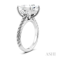 1/8 Ctw Princess Shape Round Cut Diamond Akari Wheat Shank Semi-Mount Engagement Ring in 14K White Gold