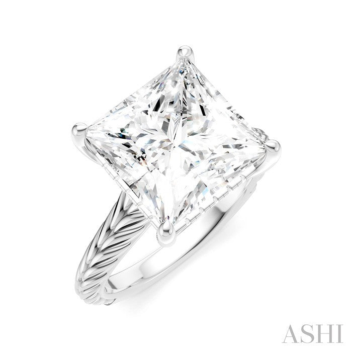 1/8 Ctw Princess Shape Round Cut Diamond Akari Wheat Shank Semi-Mount Engagement Ring in 14K White Gold
