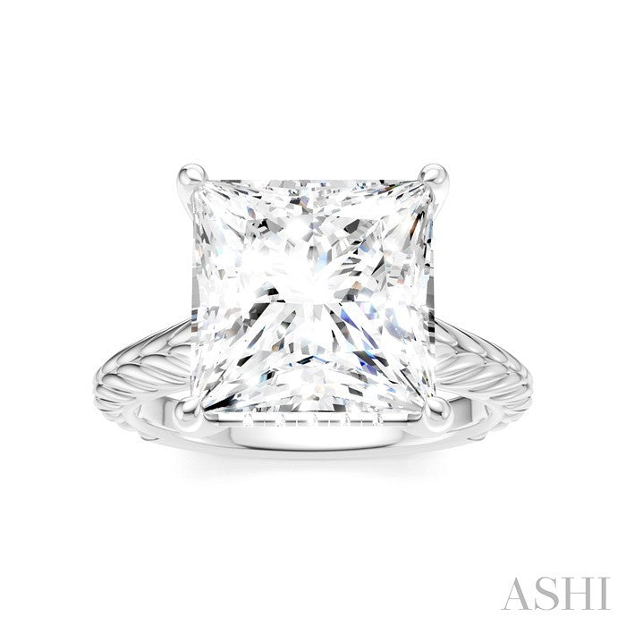 1/8 Ctw Princess Shape Round Cut Diamond Akari Wheat Shank Semi-Mount Engagement Ring in 14K White Gold