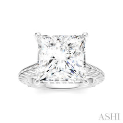 1/8 Ctw Princess Shape Round Cut Diamond Akari Wheat Shank Semi-Mount Engagement Ring in 14K White Gold