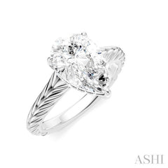 1/10 Ctw Pear Shape Round Cut Diamond Akari Wheat Shank Semi-Mount Engagement Ring in 14K White Gold