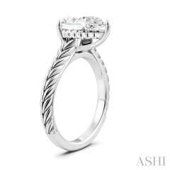 1/10 Ctw Pear Shape Round Cut Diamond Akari Wheat Shank Semi-Mount Engagement Ring in 14K White Gold