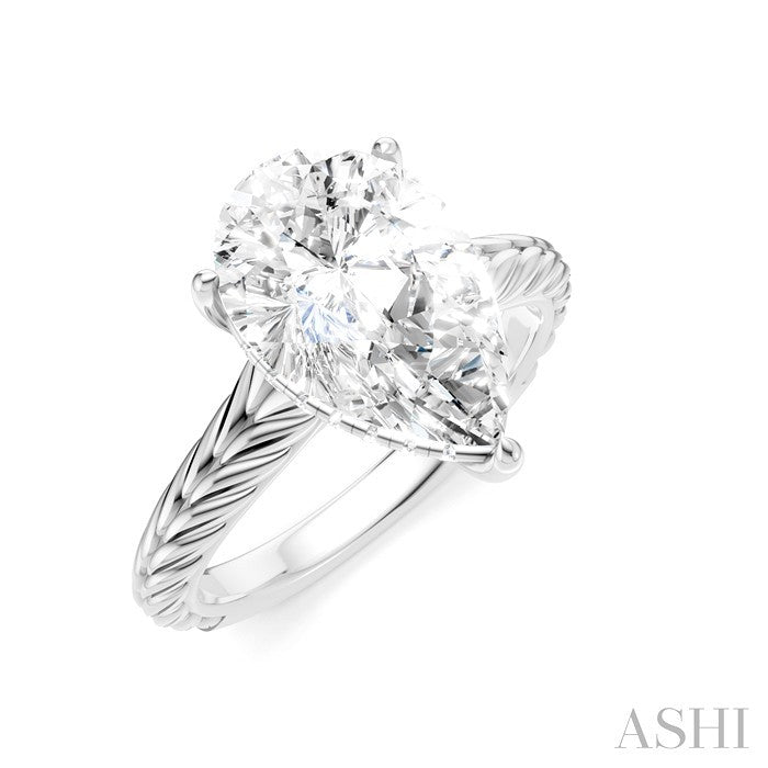 1/10 Ctw Pear Shape Round Cut Diamond Akari Wheat Shank Semi-Mount Engagement Ring in 14K White Gold